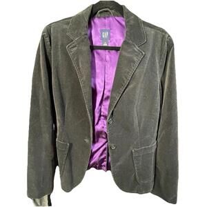 GAP Velvet Blazer Jacket Womens Size 12 Lined Black Goth Party Cocktail Academia
